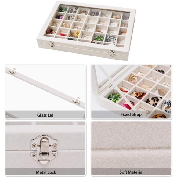 35 Grid Earring Organizer Velvet Jewelry Tray Organizer Felt Jewelry Box Tray - Picture 3 of 8